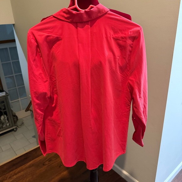 Chico's Red 3/4 Sleeve Button Down Shirt - Picture 4 of 5